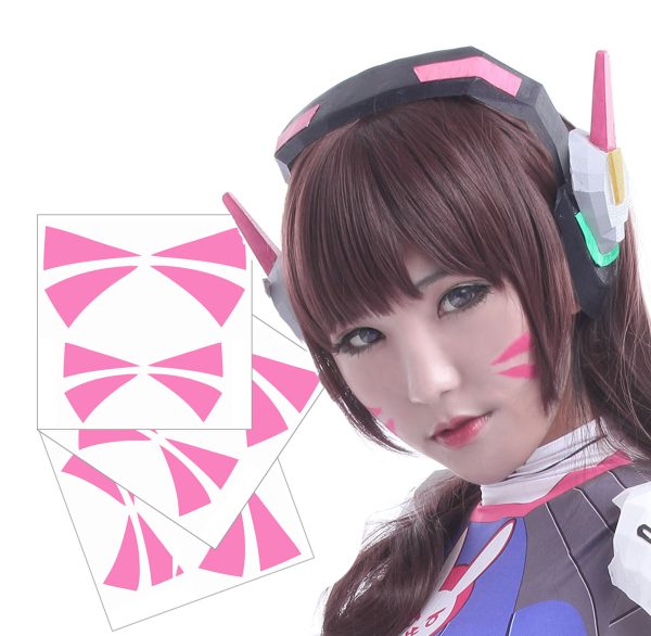 OW DVa Cosplay Face Temporary Tattoos - 2 Sizes - 3 Sets