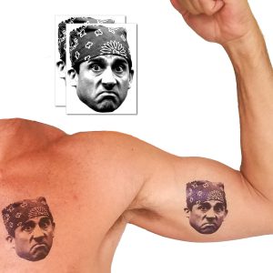 Prison Mike Temporary Tattoos - 2 Sets of Tats Featuring Michael Scott "Prison Mike"