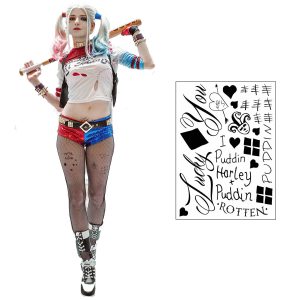 Harley Quinn Temporary Tattoos -  Face, Waist, & Leg Tats - Harley Quinn Costume / Cosplay -  Ready to Wear