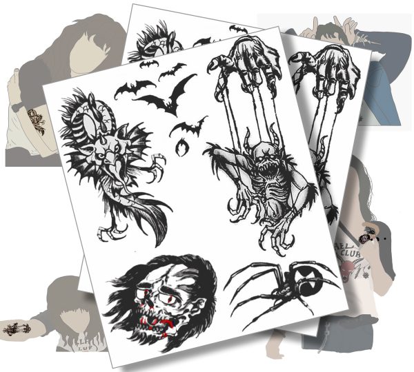 Eddie Munson TWO Full Sets Temporary Tattoos by Cosplay Tats - ST4 Costume / Cosplay - Very Strange Things